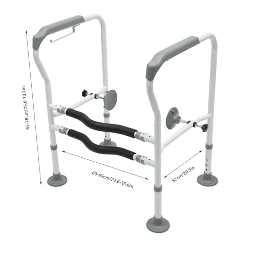 Toilet Safety Rails,Raised Toilet Seat with Handles Toilet Handles for Elderly and Disabled,Adjustable Carbon Steel Grab Bar for Toilets Bathrooms Stairs,Easy to Install,330lbs Load