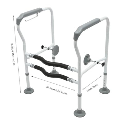 Toilet Safety Rails,Raised Toilet Seat with Handles Toilet Handles for Elderly and Disabled,Adjustable Carbon Steel Grab Bar for Toilets Bathrooms Stairs,Easy to Install,330lbs Load