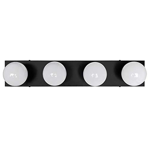 Design House Vanity Lights, 4 Linear Lights, Dimmable, Horizontal or Vertical Use, Uses (4) 60W Bulbs, for Bathroom/Makeup Vanity, Matte Black, 24.0. in. L x 4.33 in. H x 2.0 in. D, 588574-BLK - color: Matte Black