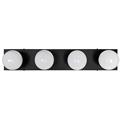 Design House Vanity Lights, 4 Linear Lights, Dimmable, Horizontal or Vertical Use, Uses (4) 60W Bulbs, for Bathroom/Makeup Vanity, Matte Black, 24.0. in. L x 4.33 in. H x 2.0 in. D, 588574-BLK - color: Matte Black