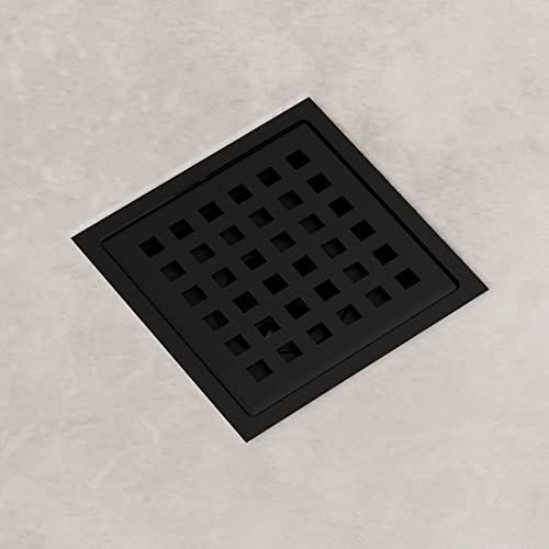 VIGO Elan 4.38 in. W x 4.38 in. L Square Shower Drain in Matte Black - VG07004MB - color: Matte Black, size: 4 in.