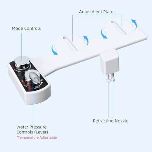 Hibbent Bidet Attachment for Toilet, Hot and Cold Water Spray Non-Electric Dual Nozzle for Frontal & Rear Wash, Adjustable Water Pressure Control, Self Cleaning Water Sprayer, Black/Chrome - color: Black