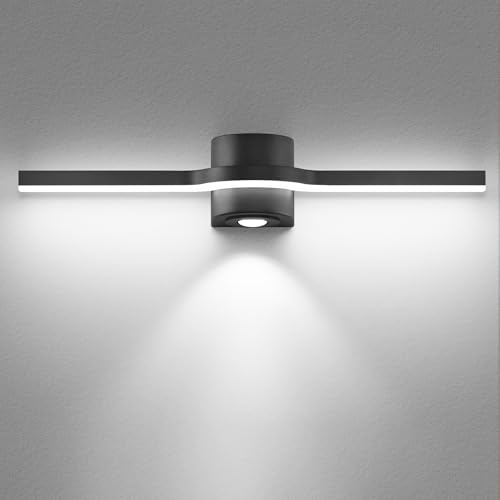 Bathroom Light Fixtures Over Mirror – 24 Inch Black Vanity Light for Bathroom LED Dimmable 6000K Cool White with Extra Spotlight Modern Matte Black Aluminum - size: 24 Inch