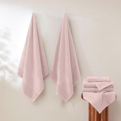 Modern Threads Air Cloud 6-Piece Towel Set - 100% Zero-Twist Cotton, 500 GSM, Quick Dry & Plush, Blush - color: Blush, size: 6 Pcs Towel Set
