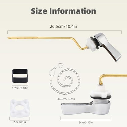 Universal Metal Toilet Handle Lever Replacement, Side/Angle Mount, Chrome | Solid Brass Toilet Flush Handle Compatible with Kohler/American Standard/ TOTO/Gerber, Stainless Steel Chain, Easy to Install - color: Chrome, style: Side Mount Design