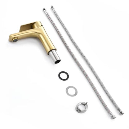 SUMERAIN Bathroom Sink Faucet Lead-Free 304 Stainless Steel Single Hole Single Handle Vanity Faucet, Brushed Gold | Lead-Free, Unique Flow Pattern, Water-saving, with Faucet Supply Lines, Easy DIY Install - color: Brushed Gold