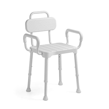 Loyoda Shower Chair for Inside Shower with Back & Arms, Ideal for Seniors | Height Adjustable Shower seat for Disabled, 350 lb Capacity, Non-Slip, Rust-Resistant Aluminum Frame - size: Neutral Gray