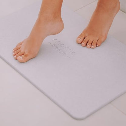 Momo Lifestyle Stone Bath Mat – Quick Dry Diatomaceous Earth Bath Mat, Non Slip Bathroom Shower Mat, Ultra Absorbent Diatomite Bath Stone, Linen Grey, 23.6 x 15.4” - size: 1'3" x 1'11" (Rectangular)