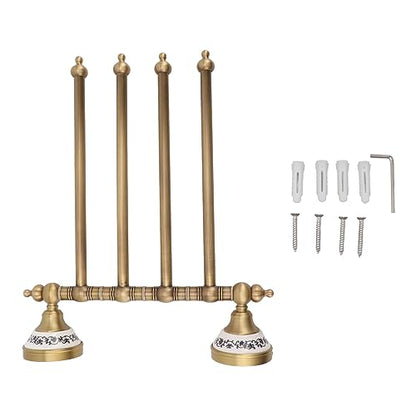 Swivel Towel Rack, Multi arm Brass Bathroom Towel Rack wall Mounted 180° Rotation Thicken Hanger bar for Bathroom for Kitchen (Four Rods) - size: Four Rods