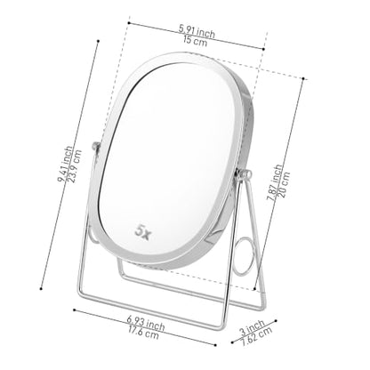 JOYOEIKON Classic Dual Sided 5X and 1X Magnifying Makeup Mirror and Tabletop Standing 360° Rotation Vanity Mirror,Desktop Cosmetic Mirror(Bronze) - color: Bronze