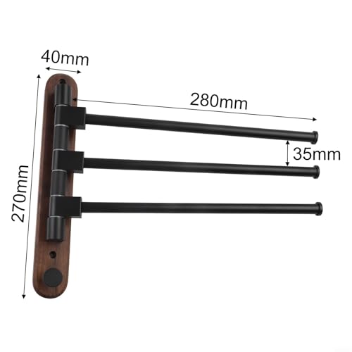 Wood Swivel Towel Rack Wall Mounted, 2-5 Arm Rotating Towel Bar Holder for Bathroom Kitchen, Rustproof Aluminum Alloy and Wood Towel Hanger Organizer(2) - size: 2