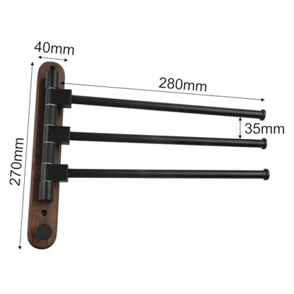 Wood Swivel Towel Rack Wall Mounted, 2-5 Arm Rotating Towel Bar Holder for Bathroom Kitchen, Rustproof Aluminum Alloy and Wood Towel Hanger Organizer(2) - size: 2