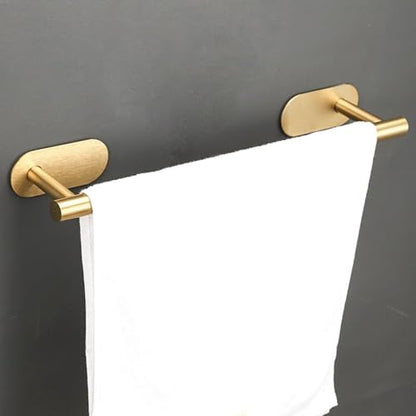 SEIDO Adhesive Towel Bar, 16 Inch Gold Towel Bar for Bathroom, Stainless Steel Towel Racks for Bathroom, No Drilling Needed, Brushed Gold