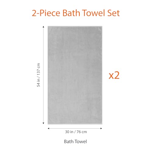 Amazon Basics 2 Piece Quick-Dry Oversize Bath Towel, 100% Cotton, 54" x 30", Platinum - color: Platinum, size: 2 Piece, style: Bath Towel (Pack of 2)