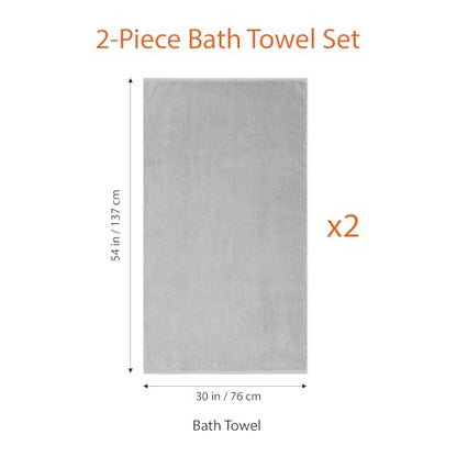 Amazon Basics 2 Piece Quick-Dry Oversize Bath Towel, 100% Cotton, 54" x 30", Platinum - color: Platinum, size: 2 Piece, style: Bath Towel (Pack of 2)
