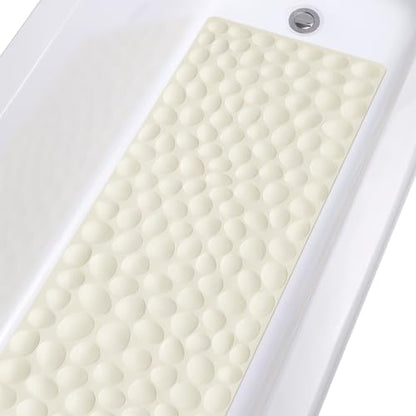 Non-Slip Bathtub Mat OTHWAY Soft Rubber Bathroom Bathmat with Strong Suction Cups (Beige) - color: Beige, size: 40" x 16" (Rectangular)