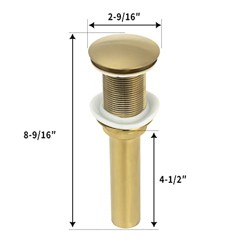 Brass Gold Push Button Bathroom Sink Drain Stop & Pop Lavatory Stopper Without Overflow Bathroom Basin - color: Brass Gold, style: Without Overflow