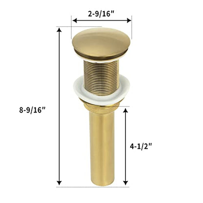 Brass Gold Push Button Bathroom Sink Drain Stop & Pop Lavatory Stopper Without Overflow Bathroom Basin - color: Brass Gold, style: Without Overflow