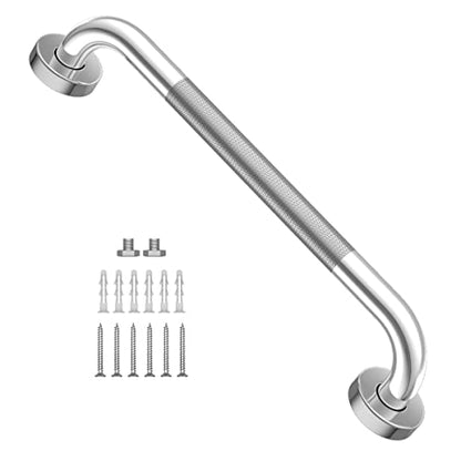 Anti Slip Shower Grab Bar 16 Inch, YuanDe Chrome Finish Stainless Steel Bath Grab Bar, Knurled Bathroom Safety Rail, Shower Handrail Support, Handicap Elderly Injury Senior Balance Assist Handles - size: 16inch-1 Pack