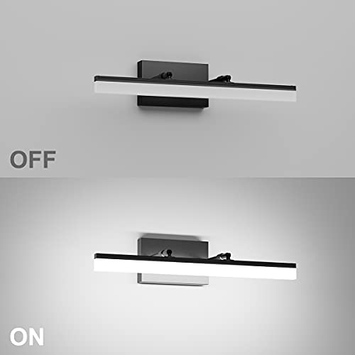 Aipsun 19.7 inch Modern Black Vanity Light Adjustable LED Bathroom Light Fixture Over Mirror Rotatable Vanity Lighting 5500K - color: Black, size: 19.7 in