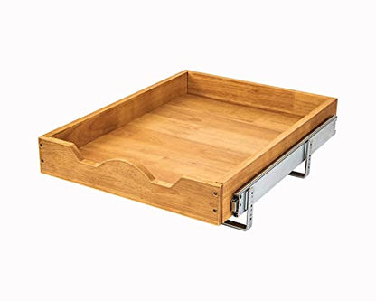 DINDON Pull Out Cabinet Organizer (11" W x 18" D) 1 Tier，Single Tier Oak Wood Under Cabinet Slide Out Shelf Drawer Box… - color: Oak Wood, 1 Tier, size: 11" W x 18" D