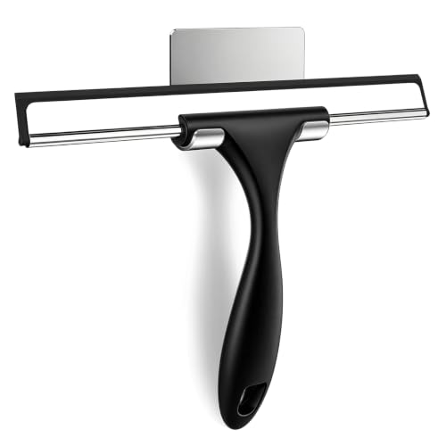 SetSail Squeegee for Shower Glass Door, 10 Inches, Black Grey | Stainless Steel Squeegee for Shower Glass Door, All-Purpose Window Squeegee for Shower Mirror Bathroom Car Window Cleaning - color: Black-grey, size: 10 inches