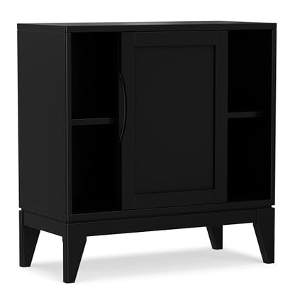 SIMPLIHOME Harper 40" Wide Solid Wood Cabinet in Walnut Brown - color: Black, size: 30 inch