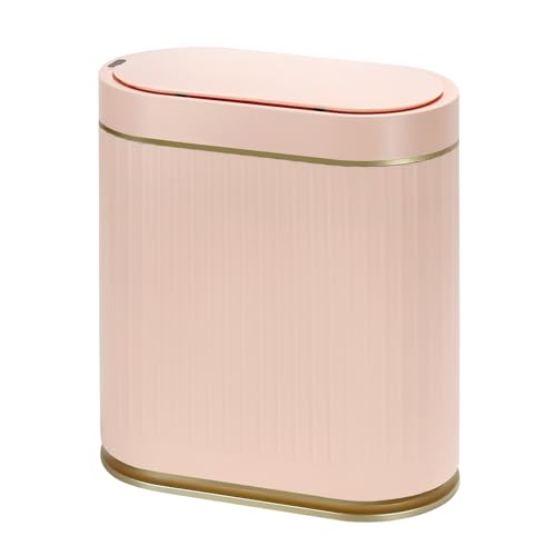 SYNCVIBE Bathroom Sensor Trash Can with Lid, 2 Gallon, Automatic Lid, Pink | 7.5 Liter Smart Garbage Bin, Slim IPX5 Waterproof Plastic Wastebasket, Small Trash Bin for Bedroom, Office and Living Room - color: Pink