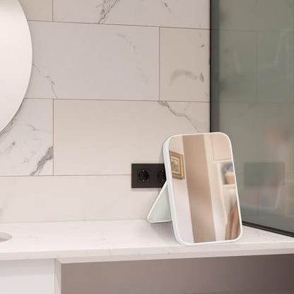 2Pcs Table Desk Vanity 8-Inch Makeup Mirror, Simple Portable Travel Mirror with Stand, Standing and Wall Hanging Dual-use White - color: 2pcs-white