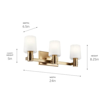 Kichler Adani 3-Light Bathroom Vanity Light, Champagne Bronze | Modern vanity light with opal glass for bathrooms and powder rooms (24" x 8.25"), 55176CPZ - color: Champagne Bronze, size: 24"