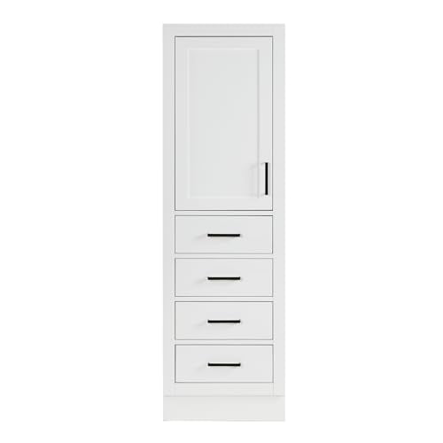 ARIEL Bathroom Storage Cabinet - Solid Hevea Wood and Fully Assembled for Long-Lasting Durability and Sophisticated Finish - color: White, style: Hepburn