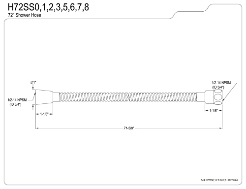 Kingston H72SS7 72-Inch Stainless Steel Shower Hose, Brushed Brass | Complement collection; Fabricated from 304 grade stainless steel material; Compatible withKingston brass wall mount shower - color: Brushed Brass