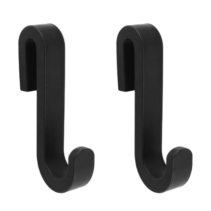 Shower Caddy Hook 2Pcs No Drilling Over Door Towel Hook Heavy Duty Silicone-Coated Frameless Glass Door Metal Hooks for Bathroom Kitchen (Black) - color: Black（metal inside)