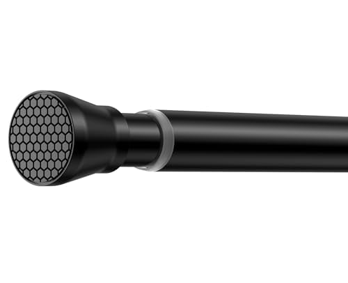 Adjustable Tension Curtain Rod 30 to 64 inches, Spring Curtain Rod for Windows Tension Rod No Drill, Spring Tension Curtain Rod for Window, Bathroom, Doorway, Black - color: Black, size: 30 to 64 inch-1pc