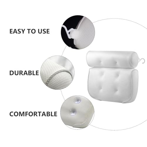 PRETYZOOM Non-Slip Bath Pillow with 6 Suction Cups, Air Mesh Tub Head and Neck Support for Adults, Spa Bathroom Cushion for Soaking and Relaxation