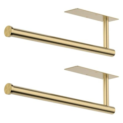 Paper Towel Holder Under Cabinet, Self-Adhesive,No Drilling, Stainless Steel, Wall-Mounted for Kitchen and Bathroom, Easy Install, Durable, Space-Saving, Ideal for Home, RV (Gold, 2 Pack) - color: Gold-2 Pack