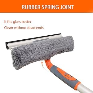 Professional Window Squeegee Cleaner, 2 in 1 Shower Squeegee with Extension Pole, 62‘’ Telescopic Window Washing Equipment with Bendable Head, Glass Cleaning Tools for Indoor/Outdoor High Window