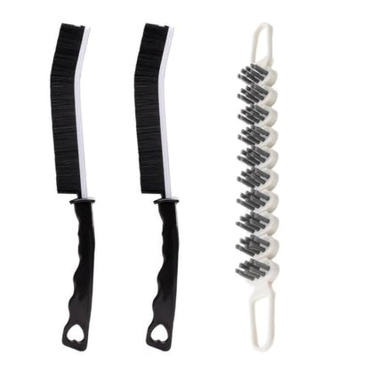 Crevice Cleaning Brush Hard Bristle Grout Brush Scrub Brush Toilet Brush Cleaning Tools Cleaning Supplies for Household Use Bathroom Kitchen 3 Pcs (Black&White) - color: Black&white