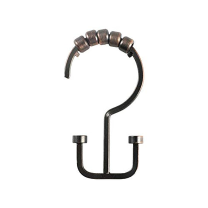 HK1RB Deco Flat Double Roller Shower Curtain Hooks; Oil Rubbed Bronze - color: Oil Rubbed Bronze
