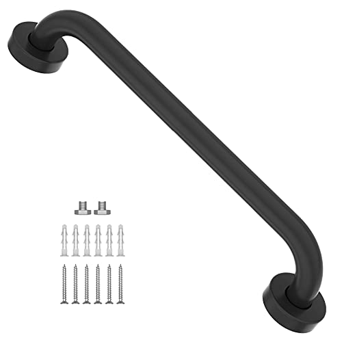 Black Grab Bar 16 Inch, Grab Bar for Bathtub and Shower | Stainless Steel, Bathroom Safety Bar, Bath Handle Handrail for Senior Elderly, Matte Black Handicap Bars, Wall Mounted - color: Black, size: 16 inch