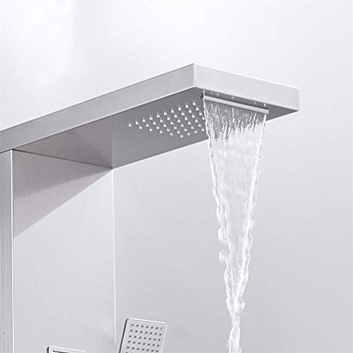 Wall-Mounted Shower Faucet Thermostatic Shower Panel Tower Stainless Steel Shower Column Digital Temperature Display Jets Body Massage Shower System,B