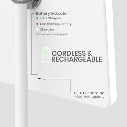 Orbit LED Vanity Mirror with Lights, 7X/1X Magnification, Dimmable & USB-C Rechargeable Tabletop Mirror (Alpine White) - color: Alpine White