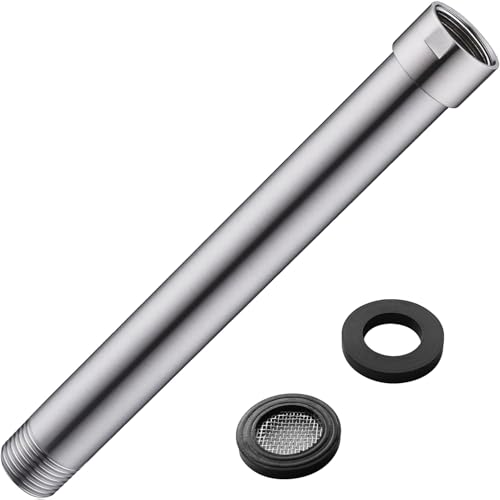 Shower Arm Extender 8 Inch Extension Arm for Rainfall and Handheld Shower Head, Stainless Steel Straight Shower Arm Extension, Female to Male NPT 1/2 Inch, Brushed Nickel - color: Brushed Nickel, style: 8-Inch