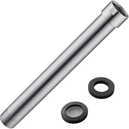 Shower Arm Extender 8 Inch Extension Arm for Rainfall and Handheld Shower Head, Stainless Steel Straight Shower Arm Extension, Female to Male NPT 1/2 Inch, Brushed Nickel - color: Brushed Nickel, style: 8-Inch