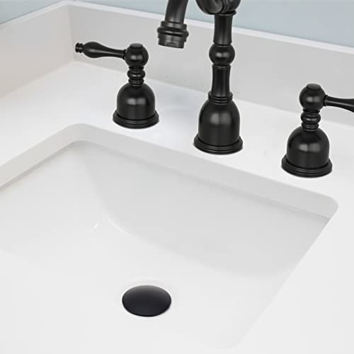 Matte Black Push Button Bathroom Sink Drain Stop & Pop Lavatory Stopper Without Overflow Bathroom Basin - color: Matte Black, style: Without Overflow