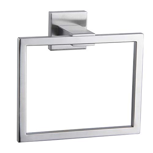 Hand Towel Holder for Bathroom SUS 304 Stainless Steel Towel Ring Heavy Duty Hand Towel Racks Wall Mount Simple Square Towel Hanger, Brushed Finish - color: Brushed