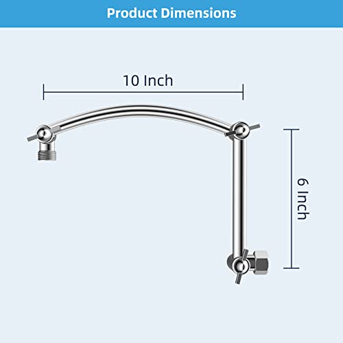 Hibbent All Metal 16'' Shower Head Extension Arm, Chrome | Solid Brass Adjustable Shower Arm with Lock Joint, Flexible Height & Angle, Universal Connection Shower Head Extender - color: Chrome, size: 16 Inch