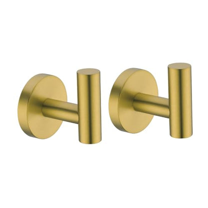 Towel Hooks for Bathrooms,Champagne Bronze Wall Mount Hooks SUS 304 Stainless Steel Coat Hook Robe Hook Towel Hook 2 Count for Kitchen,Bedroom (Drilling),96006-8CB2 - color: 2-Champagne Bronze