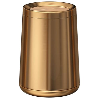 10 L/2.6Gallen,Swing Lid Gold Brass Trash Can,Brushed Nickel Garbage Can Bathroom with Flipping Lid,for Bathroom, Living Room,Bedroom,Hotel (Rose Gold) - color: rose gold