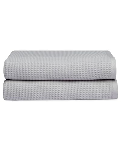 Cozy Earth Waffle Bath Sheets, Mini Textured Waffle Weave Pattern | 60% Cotton 40% Viscose from Bamboo Bath Sheets 40 x 65 Inches, Soft and Absorbent Terry, 2 Pack Harbor Mist - color: Harbor Mist, size: Bath Sheet